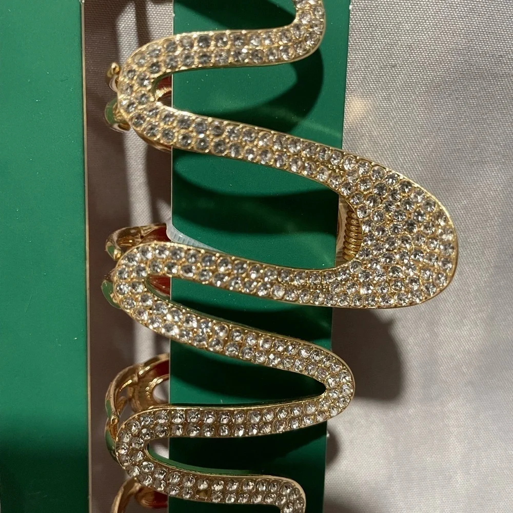 NWT Piper K Gold Spiral Rhinestone Pearl Hair Claw